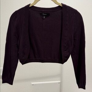 Express Deep Purple Cropped Cardigan